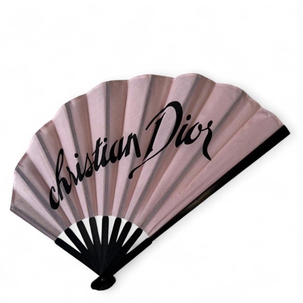 Christian Dior Folding Fan Pink/ Black Hand Fan Novelty - Picture 2 of 4